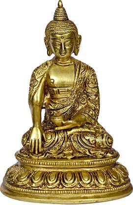 Kuber Handicraft Brass Statue Buddhism Life Sign Earth Touching Sitting 