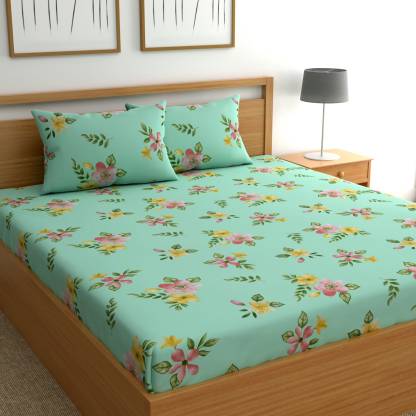 Flipkart SmartBuy 160 TC Polyester Double Floral Bedsheet  (Pack of 1, Multicolor)