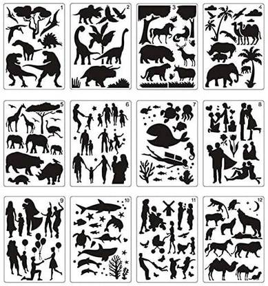 MOHLX 12 Sheets Animal Stencils for Painting Drawing Template Reusable Plastic Stencils People Plants Animals Pattern 70 Diffe - 12 Sheets Animal Stencils for Painting Drawing Template Reusable Plastic Stencils People Plants MOHLX 12 Sheets Animal Stencils for Painting Drawing Template Reusable Plastic Stencils People Plants Animals Pattern 70 Diffe - 12 Sheets Animal Stencils for Painting Drawing Template Reusable Plastic Stencils People Plants