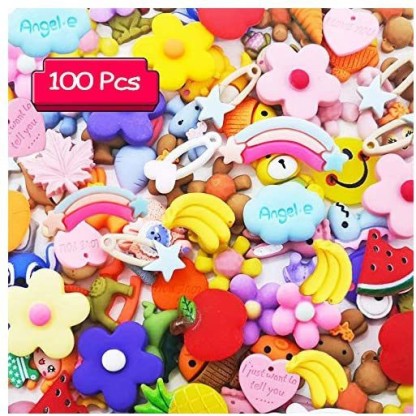Pomeat 100Pcs Multicolor Glitter Bow tie Slime Charms Resin Flatback for Craft Making,DIY Scrapbooking Accessories 