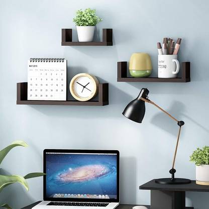 Zeom Mdf U Shape Wall Shelves For Living Room Floating Shelf Home Decor Wall Mounted Bookcase