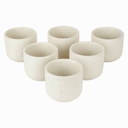 Sgk Studio Pack Of 6 Ceramic Serving Tea Cups Coffee Mug Set Of 6 Cream Matte White Colour Latest Design Microwave Oven Safe Price In India Buy