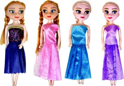 DSMS Cute Dolls Set of 4 with Beautiful Dresses and Long Hair Big Size -  Cute Dolls Set of 4 with Beautiful Dresses and Long Hair Big Size . Buy  anna, elsa