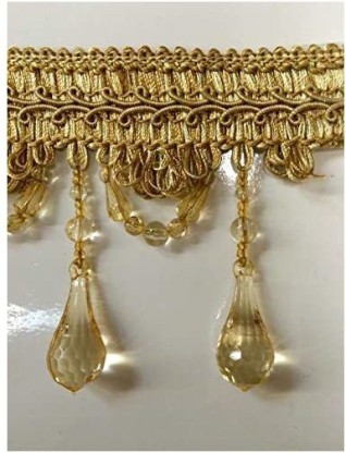 32/12 4" Crystal Beaded Tassel Fringe Trim Antique Gold TF 