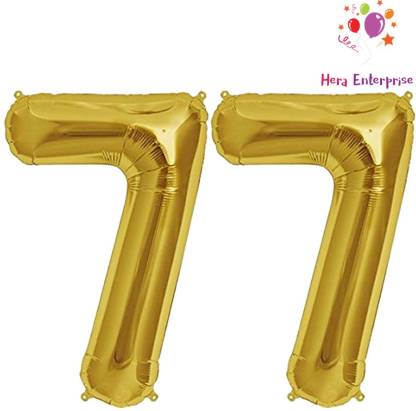 HERAENTERPRISE Solid 77 Number Foil Balloon 16" Inch Balloon Balloon Letter Balloon
