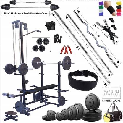 Minder Weinig glas RIO PORT 100 kg Combo 20 in 1 Bench with 100 kg Weight 5 RODS Home Gym and  Fitness kit Home Gym Combo Price in India - Buy RIO PORT 100 kg