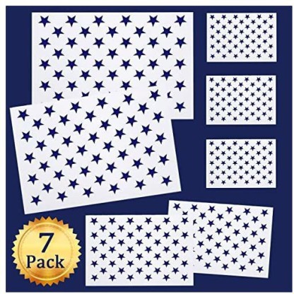 Walls Art 2 Large Whaline 7 Pieces American Flag 50 Stars Stencil Template for Painting on Wood 2 Medium and 3 Small Airbrush Paper Fabric 