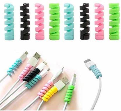 FreshDcart Silicon USB Cable Protector Charger Wire Saver 8 Pieces Covering  Set Earphones Winder with Spiral Shape Clip for Android/Laptop/Charging  Cords (Pack of 2 Sets, 8 Pieces) Cable Protector Price in India -