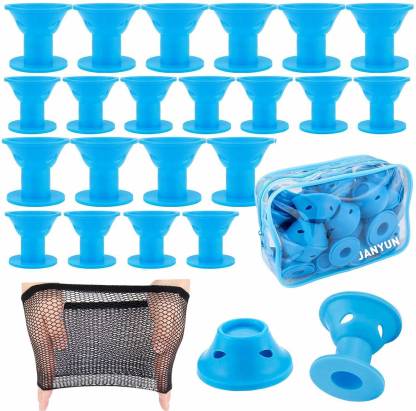 JANYUN 40 Packs Blue Magic Hair Rollers No Clip Silicone Curlers  Professional Hair Style Tools Accessories Hair Curler - Price in India, Buy  JANYUN 40 Packs Blue Magic Hair Rollers No Clip