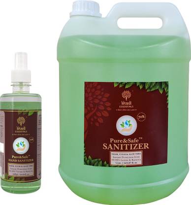 khadi essentials pure safe instant 5l with 550ml spray free hand sanitizer can price in india buy khadi essentials pure safe instant 5l with 550ml spray free hand sanitizer can online