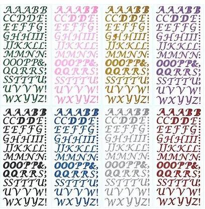 Shopuniverse 8 Sheets Colors Glitter Alphabet Letter Stickers Glitter Self Adhesive Alphabet Stickers For Grad Cap Decoration And Diy 8 Sheets Colors Glitter Alphabet Letter Stickers Glitter Self Adhesive Alphabet Stickers