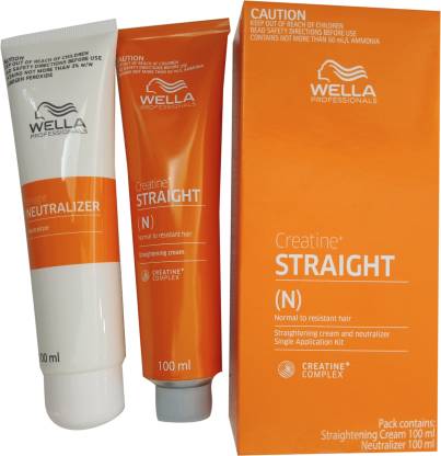 Wella Professionals Creatine Straight (N) for Normal to Resistant Hair Straightening Cream and Neutralizer Single Application Kit