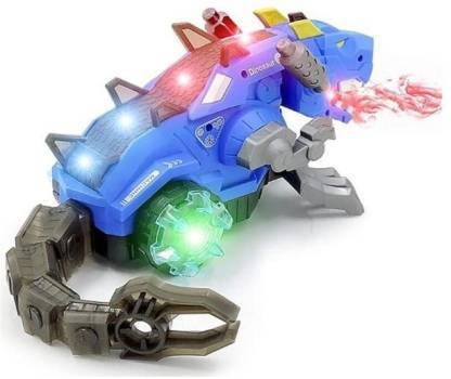 Kiddie Play Remote Control Dinosaur Toy Smoke Breathing and Walking Dragon with Lights and Sounds 