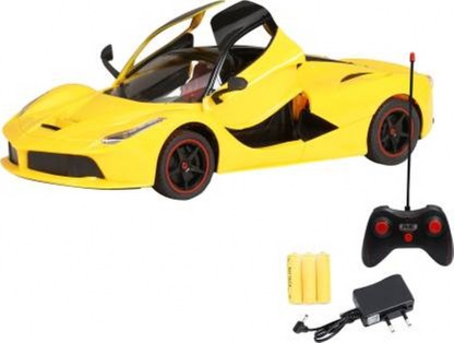 Rechargeable Ferrari Car Remote Control Car Toy With Opening Doors Yellow color 