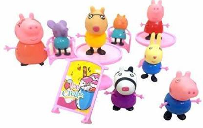 jinbil Peppa Pig Family Set Toys for Kids, Peppa Pig, George, Mummy Pig,  Papa Pig Family