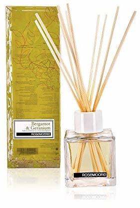ROSeMOORe Bergamot & Geranium Scented Reed Diffuser for Living Room, Washroom, Bedroom, Office - 200 ML with 10 Reed Sticks Diffuser Set