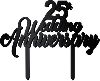 Sudarshan Sticker 25th Wedding Anniversary Black Cake Topper Cake Topper Price In India Buy Sudarshan Sticker 25th Wedding Anniversary Black Cake Topper Cake Topper Online At Flipkart Com