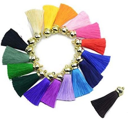 Mixed 18 Colorful 6cm/2.4 inch Handmade Chunky Imitation Silk Craft Jewelry Tassels with Gold Cap Jewelry Pendant Crafts Gold Series
