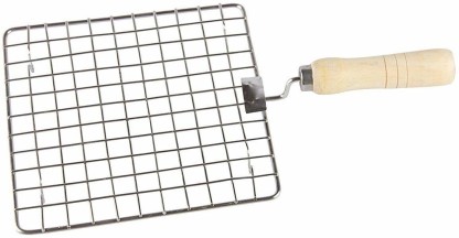 Roasting Net With Steel Tong,Stainless Steel Wire Roaster Mother day gift Wooden Handle with Roasting Net Papad Jali,Roti Grill,Chapati Grill Square Roaster 1+Tong 1 Pcs 
