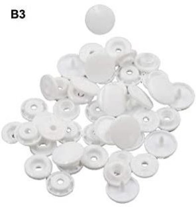Plastic Snap Button Size 20 200Sets Sew On Plastic Snap Fasteners for Clothing Glossy T5 Round White-B3 