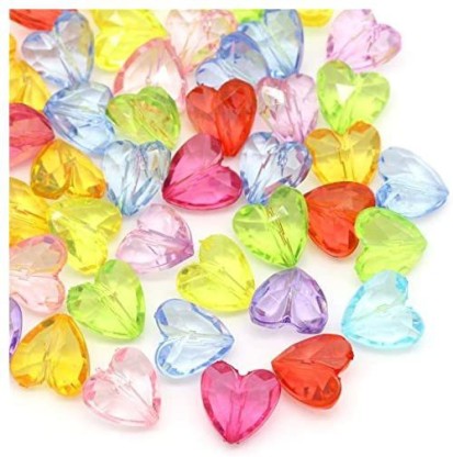 100pcs   9x10mm mix colour acrylic  heart beads jewellery making craft UK 