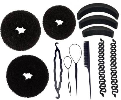 BELLA HARARO Hair Styling tools Hair Puff Up Maker Donut Magic Bun Topsy Tail Ponytail Holder Banana Bumpit-Pack of 12 Hair Accessory Set