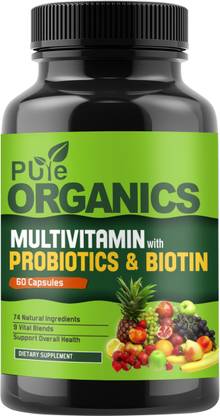 Pure Organics Daily Multivitamin Supplement for men & women. Multivitamins  with Ginseng Extract