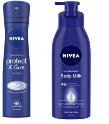 geestelijke kijken Diakritisch NIVEA Protect & Care Deodorant Spray - For Women (150 ml) , Body Milk  Nourishing Lotion (400 ml) - Price in India, Buy NIVEA Protect & Care  Deodorant Spray - For Women (
