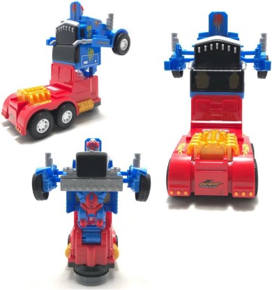 NEW Transformers Optimus Prime Truck Light Up Bump & Go Car LED Toy Action Sound 