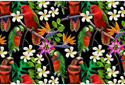 2 Sheets of Tropical Birds Wrapping Paper 