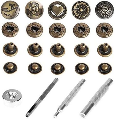 Press Studs Snap Fasteners Clothing Snaps Button with Material Hole Punch and Setting Tools for Bags Leather Craft Jeans Fabric Marine Grade Stainless Steel 25 Sets Snap Fastener Kit Clothes