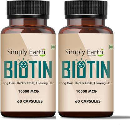 simply earth biotin for hair growth skin and nails formula pack of 2 120 capsule