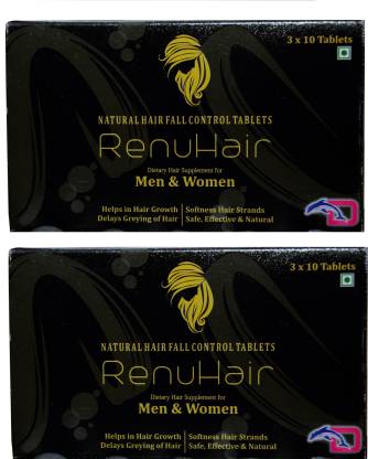 Renuhair Natural Hair Fall Control Tablets (Pack Of 2) - Price in India,  Buy Renuhair Natural Hair Fall Control Tablets (Pack Of 2) Online In India,  Reviews, Ratings & Features 