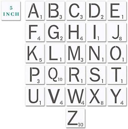 Letterings Scrabble Style Stencil Alphabet Large Letter Stencils - 5 ...