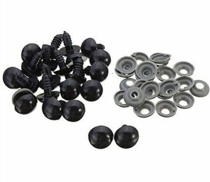 BESTCYC 100Pcs 8mm Spiral Solid Black Plastic Eyes for Bear Doll Puppet Plush Animal and DIY Craft 
