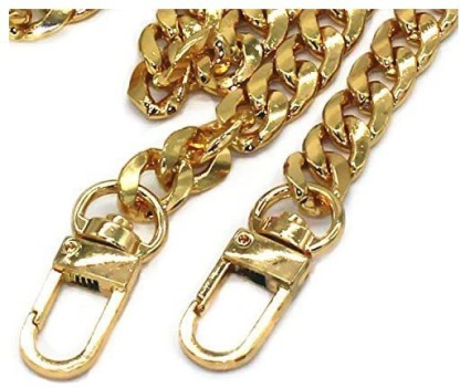 DIY Handbags Crafts 47.2/31.5/15.7/7.9 Inches Gold Yuronam 4 Different Sizes Flat Purse Chain Iron Bag Link Chains Shoulder Straps Chains with Metal Buckles Hook for Replacement 