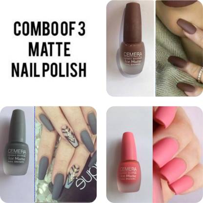 Cemera High Shine Ice Matte Nail Polish | Brown | Grey | Baby Pink | Pack  Of 3 , 7ml * 3 Multicolor - Price in India, Buy Cemera High Shine Ice