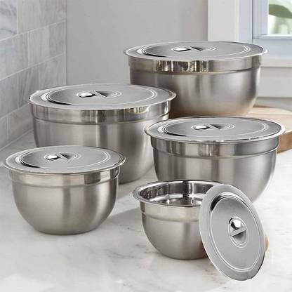 xllent stainless steel bowls with lid set of 5 serving bowls set stainless steel mixing bowl price in india buy xllent stainless steel bowls with lid set of
