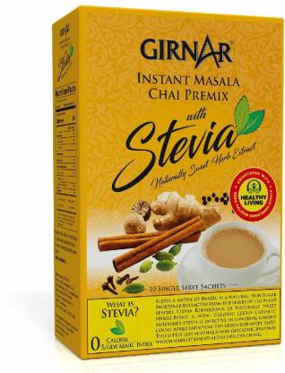 Girnar Stevia Masala Instant Premix Tea - 10 Sachets Instant Tea Box