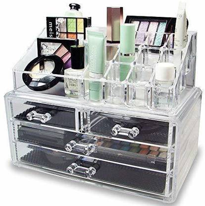 Fabb Cosmetic Jewellery Makeup Storage Box Kit With 3 Drawers Clear Acrylic Stand And Organizer Vanity Transpa In India Fabb Cosmetic Jewellery Makeup Storage, Old Makeup Vanity Box