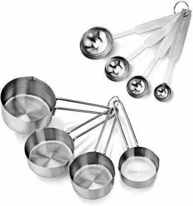Upgraded Thickness Handle Black U-Taste 18/8 Stainless Steel Measuring Cups and Spoons Set of 10 Piece Measuring Cups 