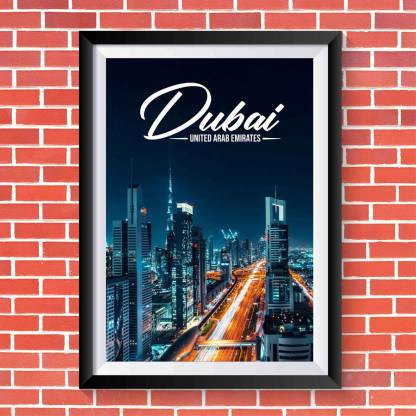 Travel Dubai Poster With Frame For Home Décor Travelling Wall Art Love Of Fine Print Decorative Places Architecture Paintings Posters In India Film Design - Paintings For Home Decor Dubai