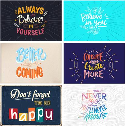 One Line Inspirational Quotes Impulsive Motivation One Liner Quotes - 6 Inspirational Poster Set  Collection For Home And Office Decor Paper Print - Quotes & Motivation  Posters In India - Buy Art, Film, Design, Movie, Music,