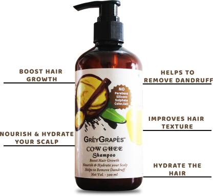 Greygrapes Cow Ghee Shampoo for Hair Regrowth – No Parabens, Sulphate &  Silicones Shampoo - Price in India, Buy Greygrapes Cow Ghee Shampoo for Hair  Regrowth – No Parabens, Sulphate & Silicones