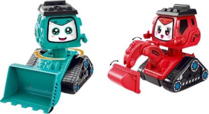 TEMSON Unbreakable Push & Go Construction Toy JCB & Bulldozer Mini Cartoon  Robot Truck Toy for Kids( Set of 2) - Unbreakable Push & Go Construction  Toy JCB & Bulldozer Mini Cartoon