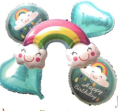 | gorgeous moment Printed helium Foil Balloons ?? Happy ?? Party ?? Cartoon Characters Set of 5 pc Multicolor (Rainbow ?? Blue) Balloon - Balloon | gorgeous moment Printed helium Foil Balloons ?? Happy ?? Party ?? Cartoon Characters Set of 5 pc Multicolor (Rainbow ?? Blue) Balloon - Balloon