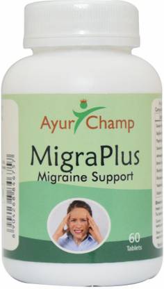 ayur champ migra plus migraine support headache relief 60 tablets