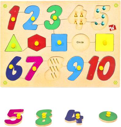 Toyvala Pinewood Wooden Jigsaw Puzzle Board For Kids 1 To 10 Number And Shape Learning Educational Gift For Kids Pinewood Wooden Jigsaw Puzzle Board For Kids