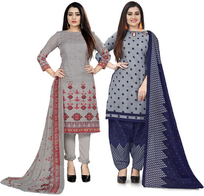 Cotton Printed, Self Design Salwar Suit 
