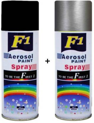 F1 Black & silver Spray Paint 450 ml